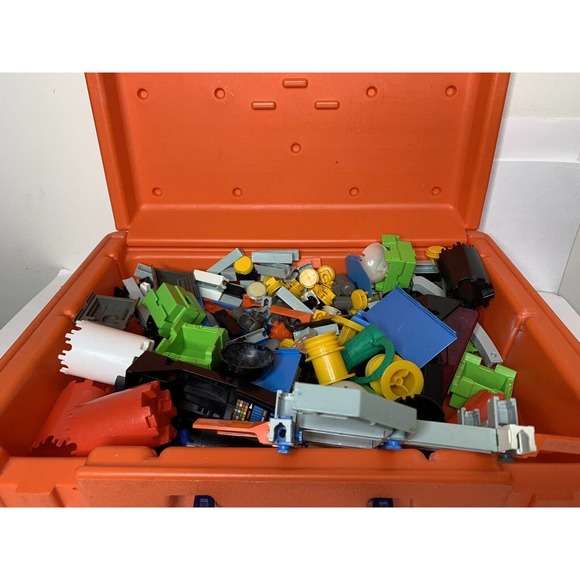 Vintage Fisher Price CONSTRUX Building Toys Lot Construction Set Orange Case - Picture 3 of 10